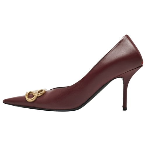 Pre-owned Balenciaga Leather Heels In Burgundy