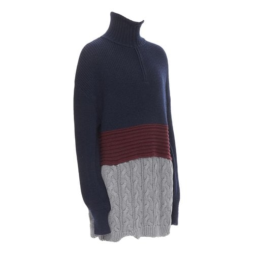 Pre-owned Balenciaga Wool Sweatshirt In Navy