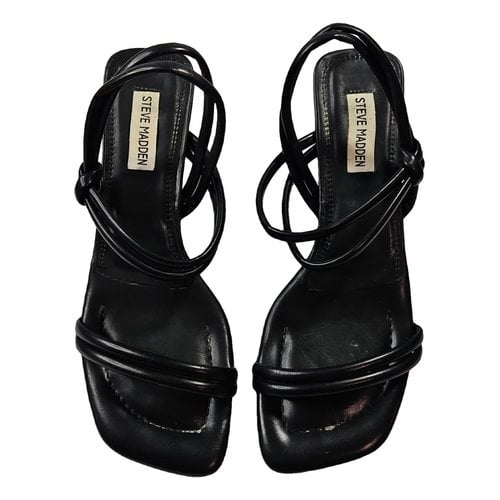 Pre-owned Steve Madden Leather Sandal In Black