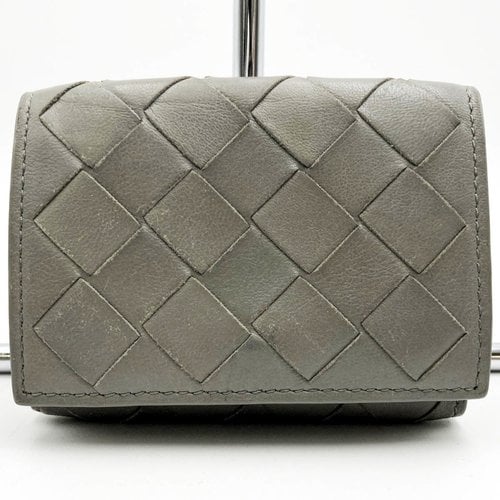 Pre-owned Bottega Veneta Intrecciato Leather Wallet In Grey