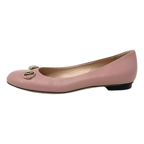 Pre-owned Gucci Leather Flats In Pink