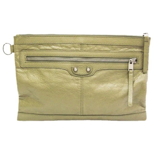 Pre-owned Balenciaga Leather Clutch Bag In Green
