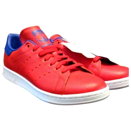 Pre-owned Adidas Originals Stan Smith Leather Lace Ups In Red