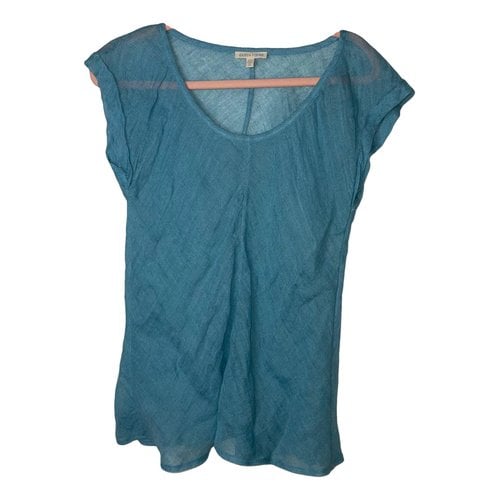 Pre-owned Eileen Fisher Linen Blouse In Blue
