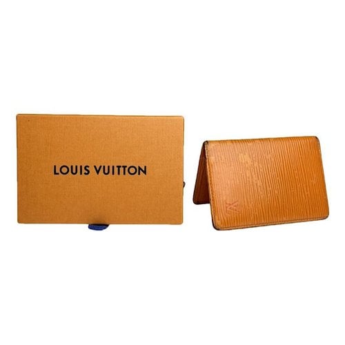 Pre-owned Louis Vuitton Leather Card Wallet In Orange