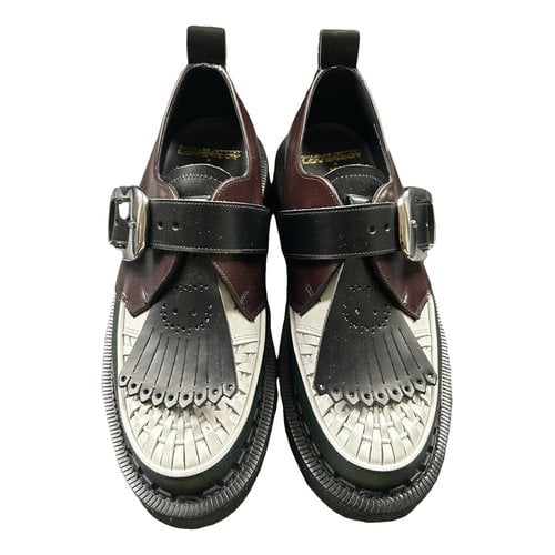 Pre-owned Charles Jeffrey Loverboy Leather Flats In Burgundy