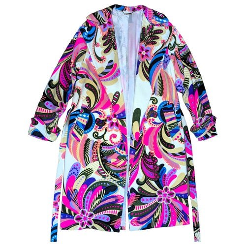 Pre-owned Versace Cashmere Coat In Multicolour