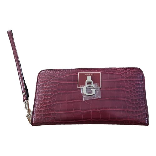 Pre-owned Guess Leather Wallet In Burgundy