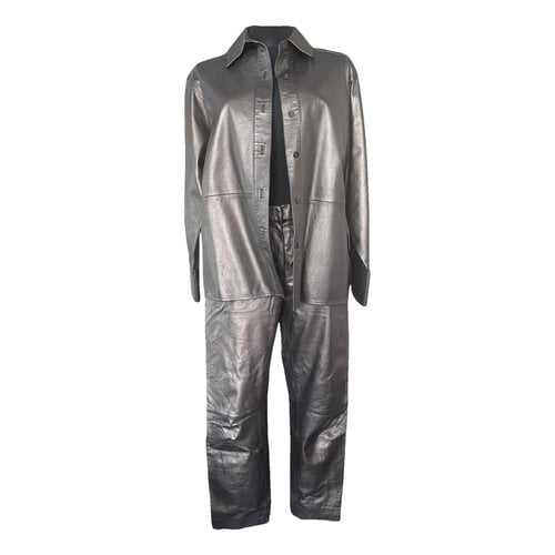 Pre-owned Massimo Dutti Leather Jumpsuit In Metallic