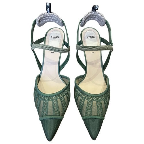 Pre-owned Fendi Colibri Cloth Heels In Green