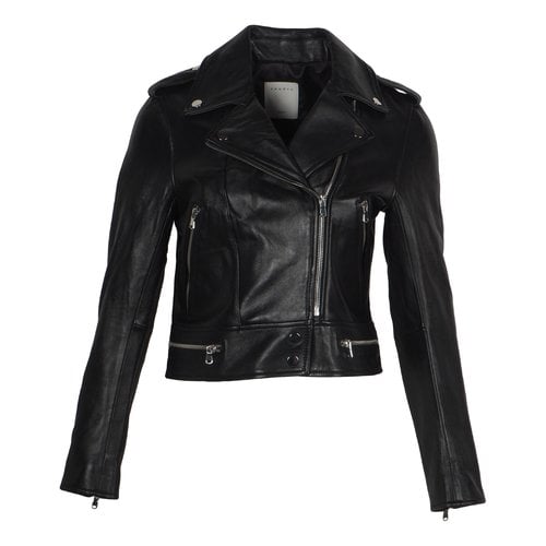 Pre-owned Sandro Leather Biker Jacket In Black