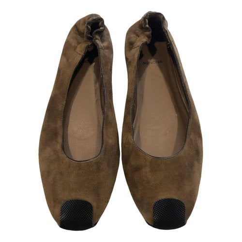 Pre-owned Agnona Ballet Flats In Brown