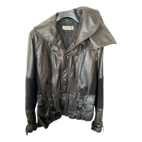 Pre-owned Perrine Taverniti Leather Biker Jacket In Brown
