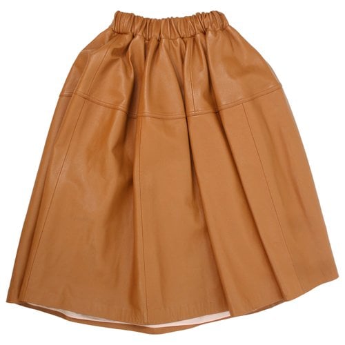 Pre-owned Marni Leather Skirt In Brown