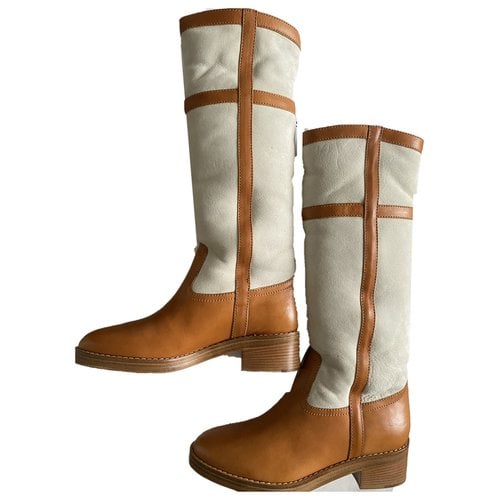 Pre-owned Celine Leather Boots In Camel