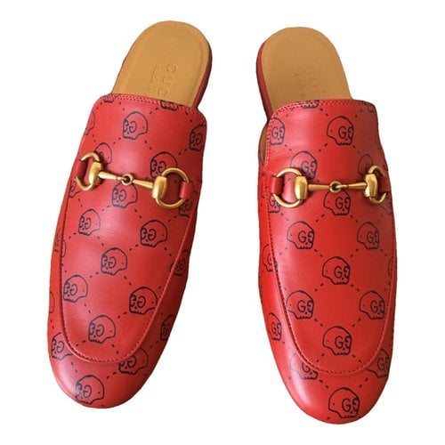 Pre-owned Gucci Princetown Leather Sandals In Red