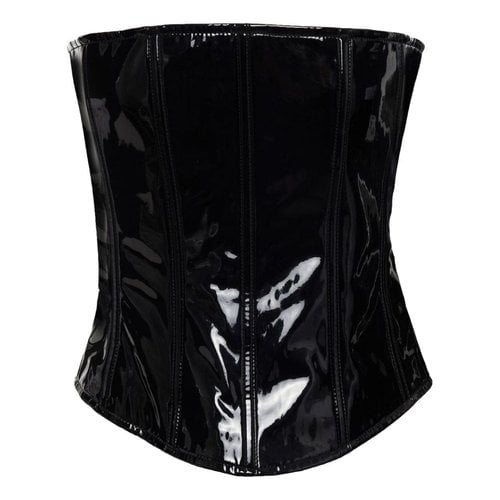 Pre-owned Balmain Patent Leather Corset In Black