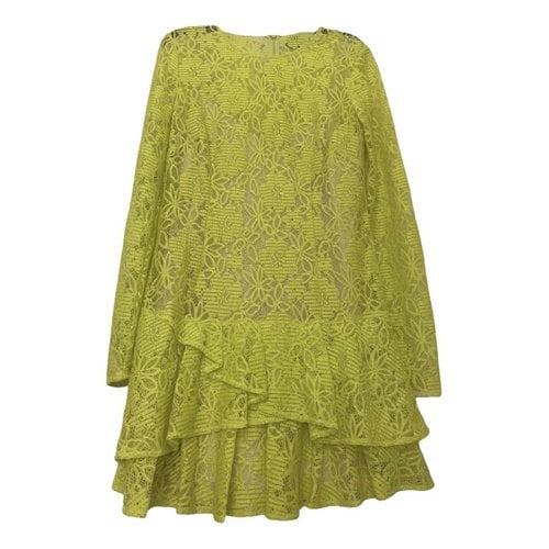 Pre-owned Bcbg Max Azria Lace Mid-length Dress In Yellow