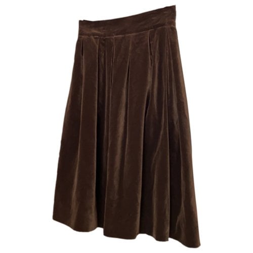 Pre-owned Celine Velvet Mid-length Skirt In Brown