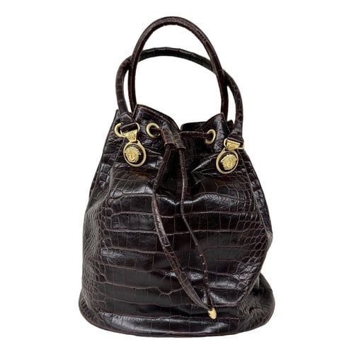 Pre-owned Versace Leather Handbag In Brown