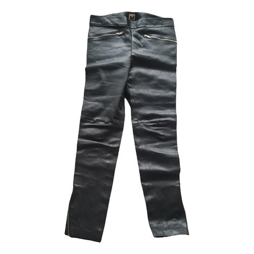 Pre-owned M Missoni Leather Slim Pants In Black