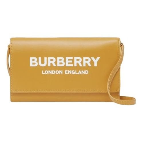 Pre-owned Burberry Leather Clutch Bag In Orange