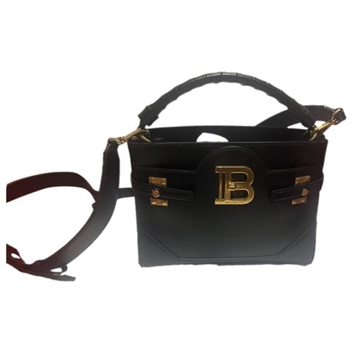 Pre-owned Balmain Bbuzz Leather Handbag In Black