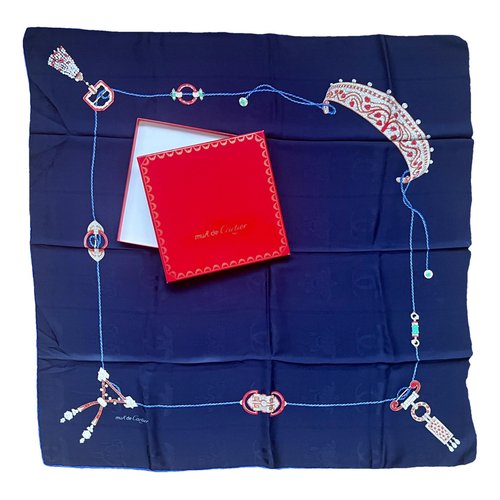 Pre-owned Cartier Silk Handkerchief In Navy