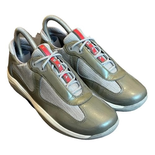 Pre-owned Prada Patent Leather Trainers In Grey