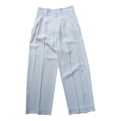 Pre-owned Chloé Silk Large Pants In Ecru