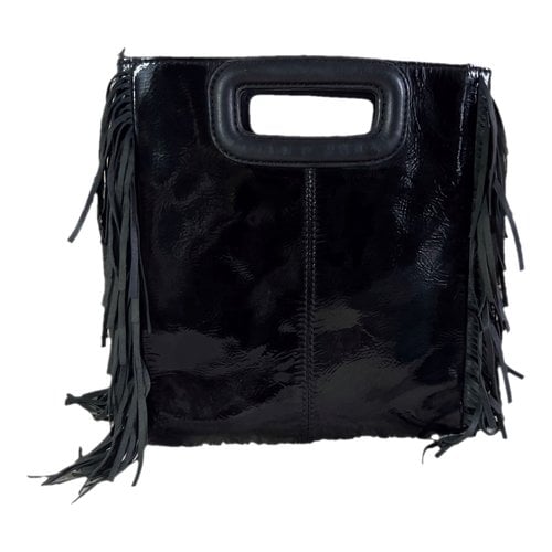 Pre-owned Maje Sac M Patent Leather Crossbody Bag In Black