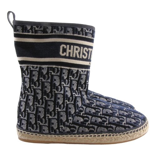 Pre-owned Dior Cloth Boots In Navy