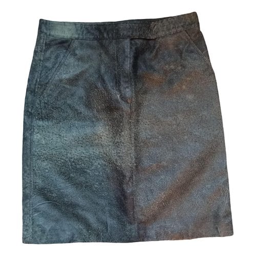 Pre-owned Versace Leather Mini Skirt In Green