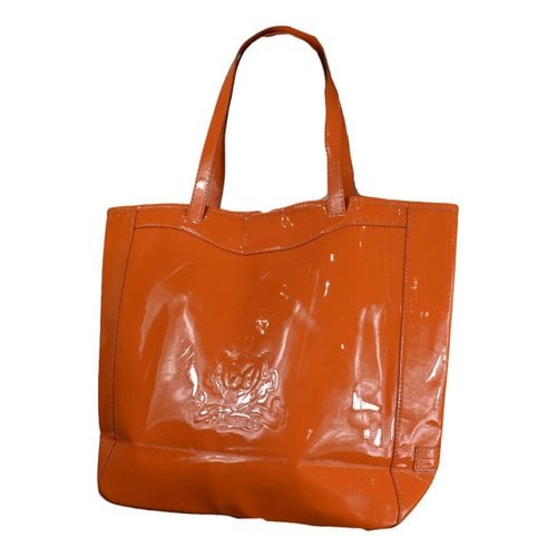 Pre-owned Max Mara Patent Leather Tote In Orange