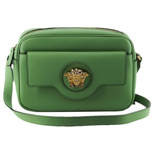 Pre-owned Versace La Medusa Leather Handbag In Green