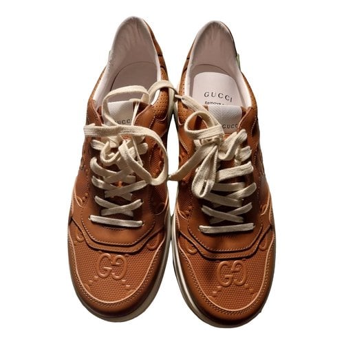 Pre-owned Gucci Leather Low Trainers In Brown