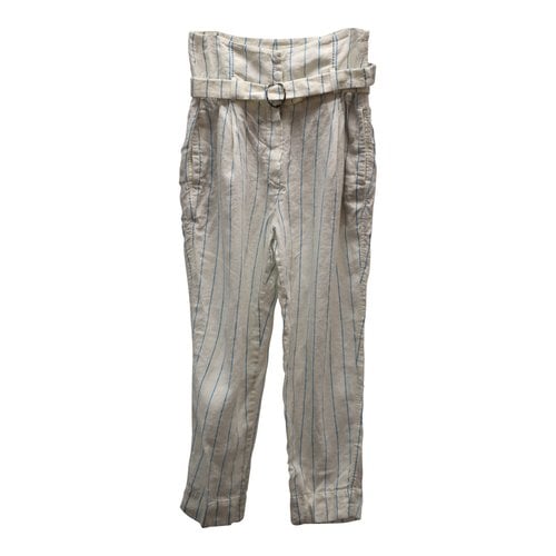 Pre-owned Brunello Cucinelli Linen Straight Pants In White