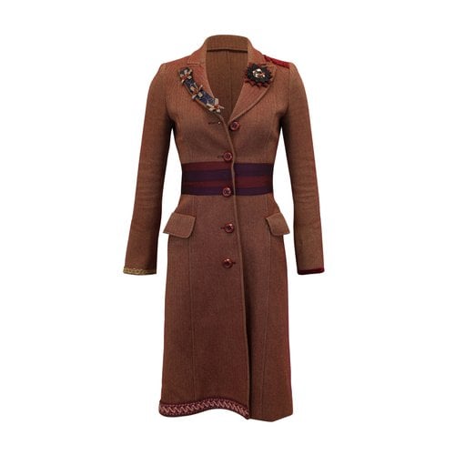 Pre-owned Moschino Cheap And Chic Wool Trench Coat In Burgundy