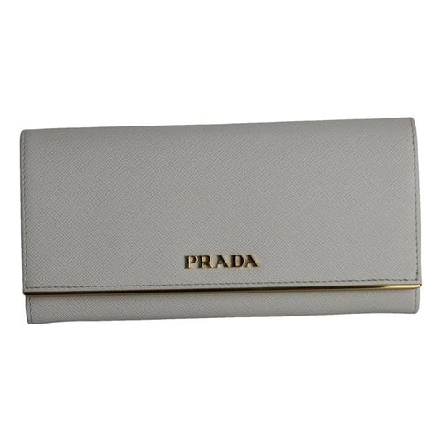 Pre-owned Prada Leather Card Wallet In White
