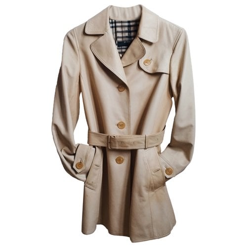 Pre-owned Burberry Chelsea Leather Trench Coat In Beige