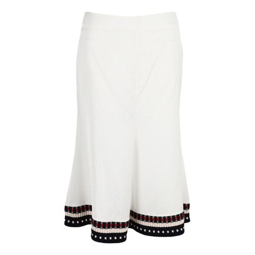 Pre-owned Victoria Beckham Silk Mid-length Skirt In White