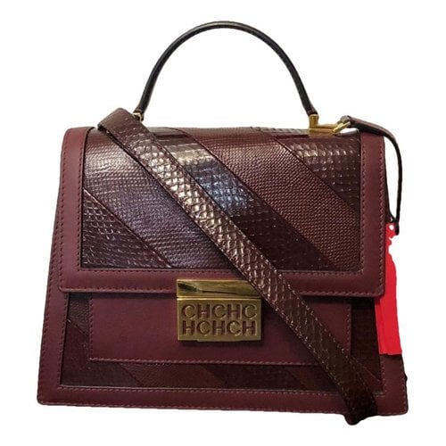 Pre-owned Carolina Herrera Leather Handbag In Burgundy