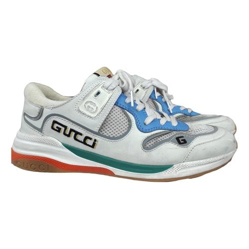 Pre-owned Gucci Ultrapace Leather Trainers In White
