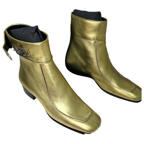 Pre-owned Saint Laurent Leather Boots In Gold