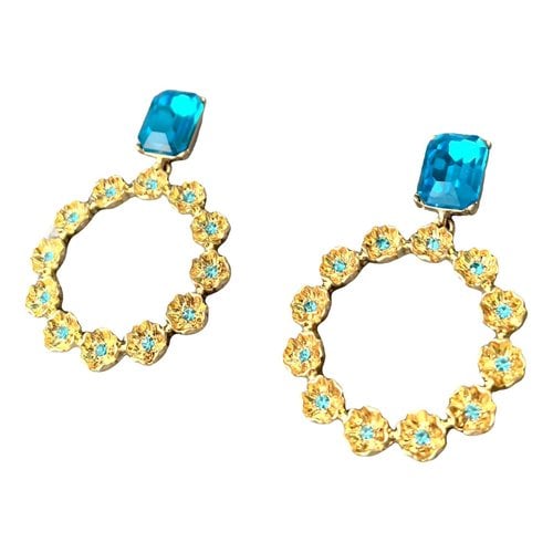 Pre-owned Oscar De La Renta Crystal Earrings In Blue