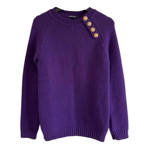 Pre-owned Balmain Wool Jumper In Purple