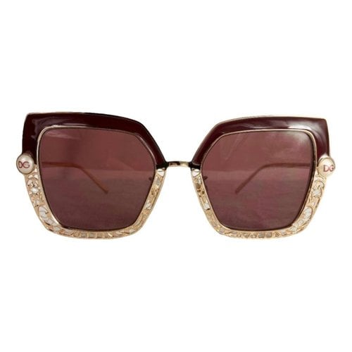 Pre-owned Dolce & Gabbana Oversized Sunglasses In Burgundy