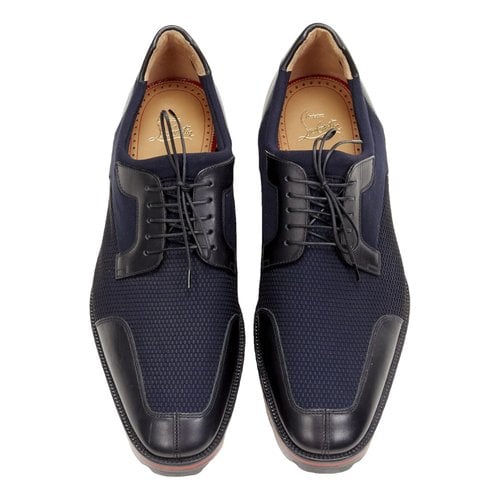 Pre-owned Christian Louboutin Cloth Lace Ups In Navy
