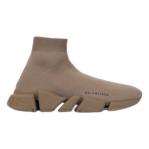Pre-owned Balenciaga Speed Trainers In Beige