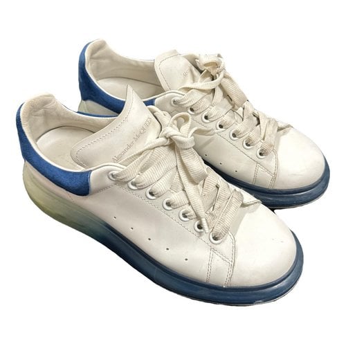 Pre-owned Alexander Mcqueen Oversize Leather Low Trainers In Navy